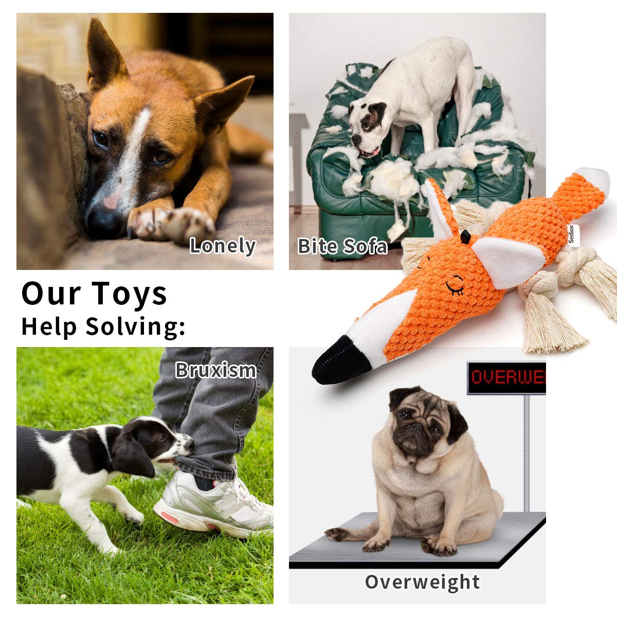 Sedioso Cute Squeaky Dog Toy, Stuffed Plush Toy for Puppies, Plush
