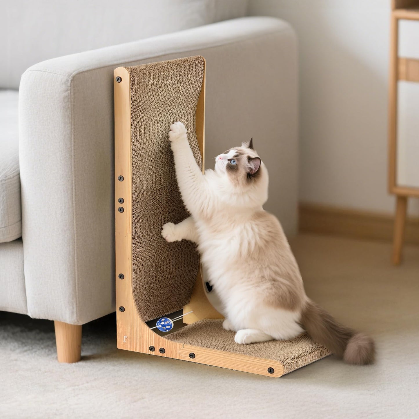 Cat Scratcher with Replacement Cardboard, 27.6" L Shape Wall Catnip