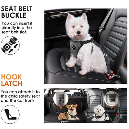 SlowTon Dog Seat Belt, Adjustable Dog Safety Belt Leash, 1 Latch Seat