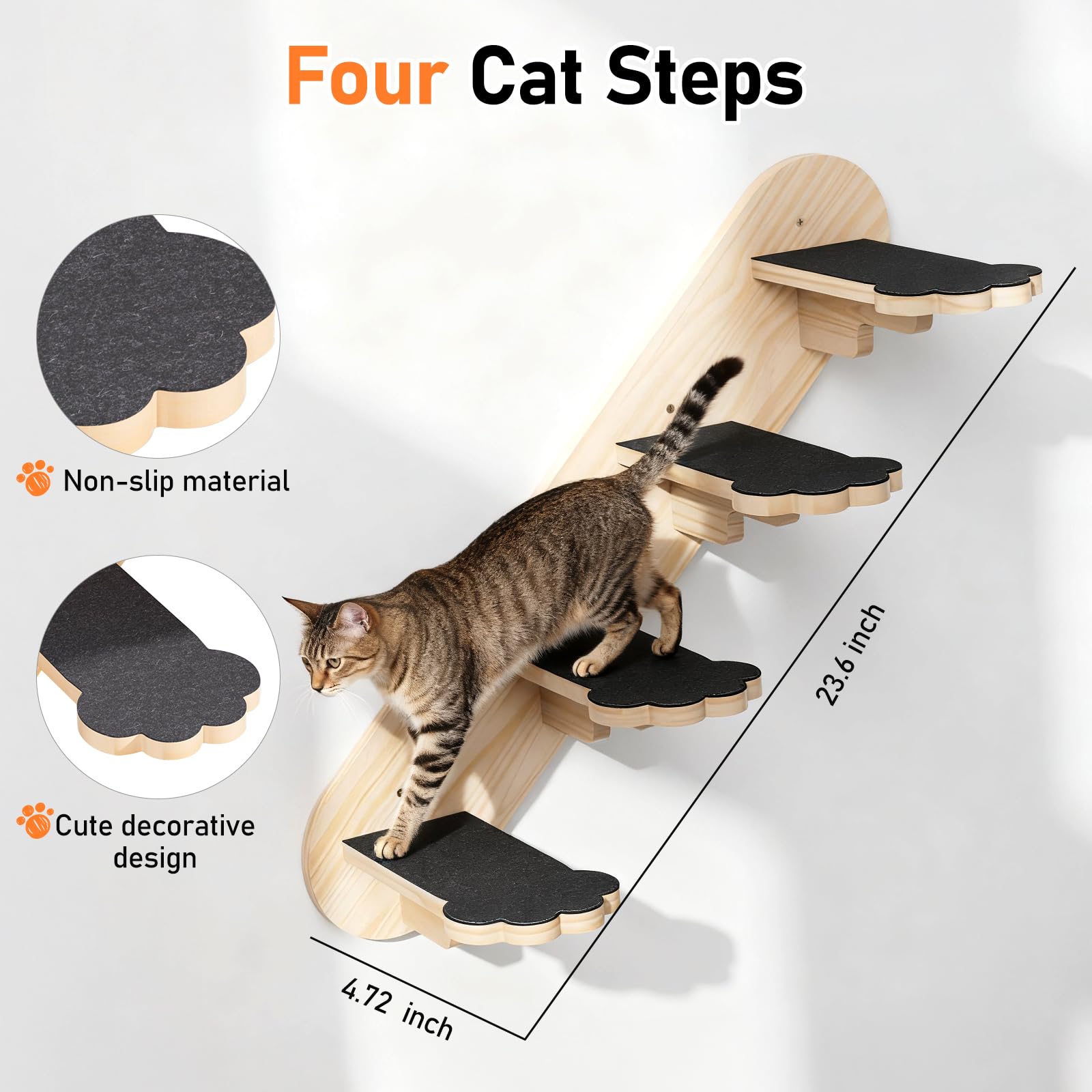 XiaZ Cat Wall Hammock Mounted Bed with 4 Climbing Steps, Modern Bed