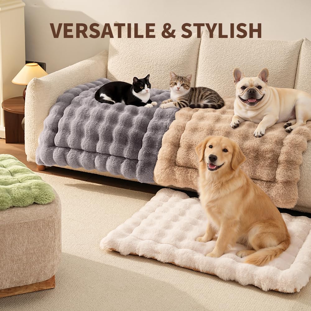 SOMAHE Cat Bed Mat, Soft Plush Faux Fur Kneading Pet Bed, Machine Bed