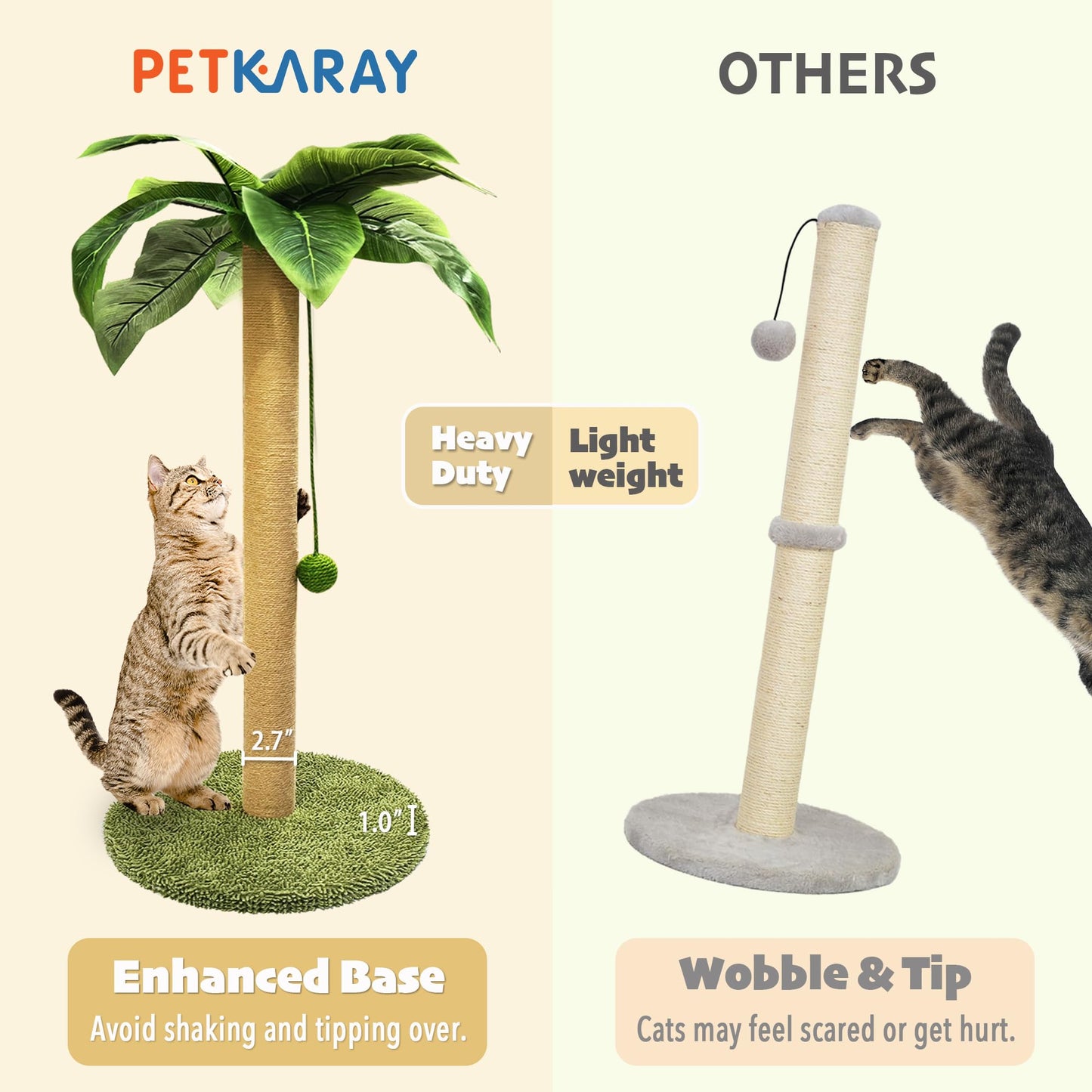 PETKARAY Cat Scratching Post, 36" Tall Palm Tree Cat Scratching Ball