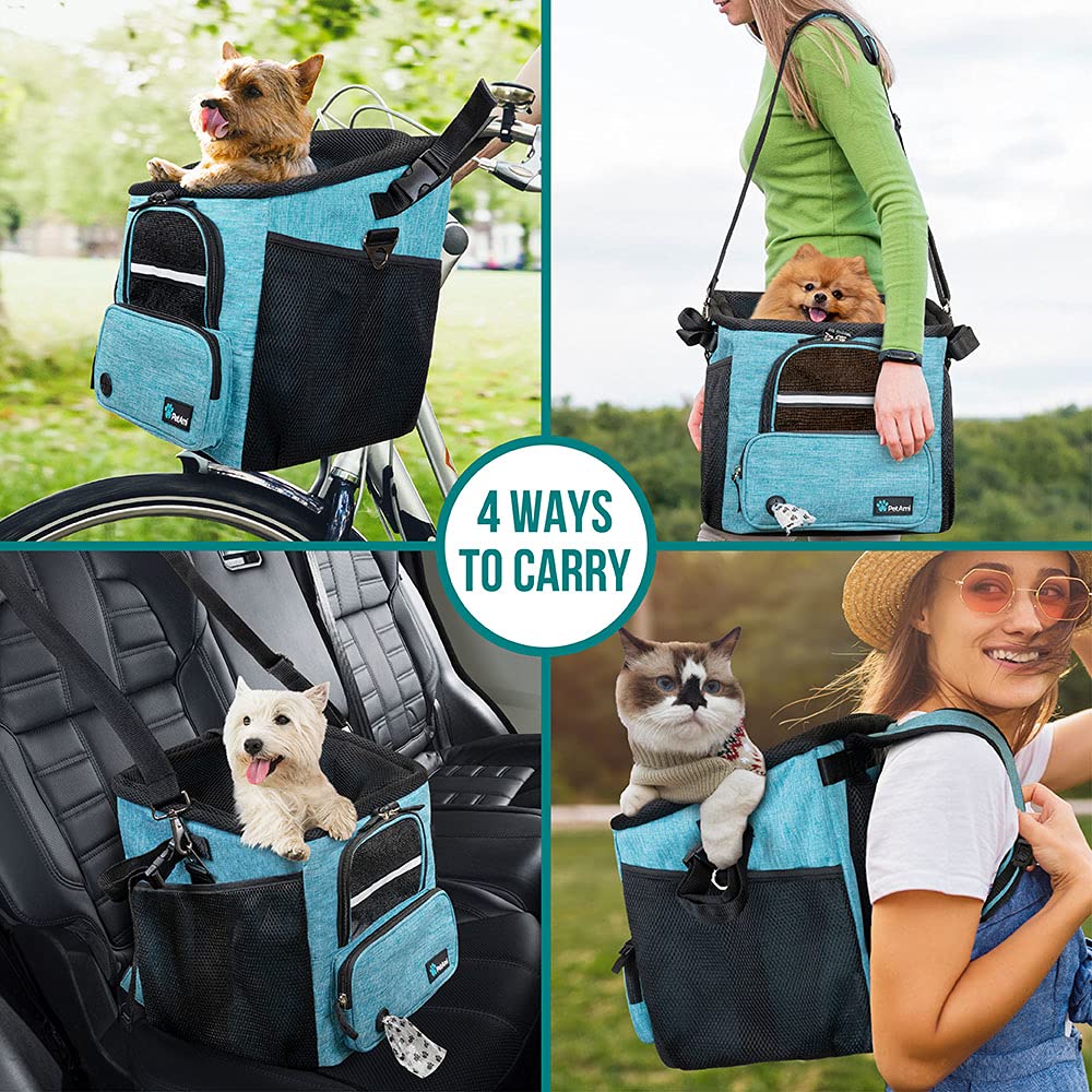 PetAmi Dog Bike Basket, Soft-Sided Ventilated Dog Bike Carrier