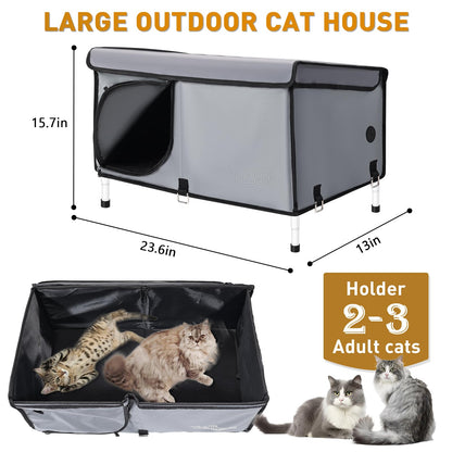 Outdoor Cat House Elevated,Insulated Feral Cat House Outdoor Bed