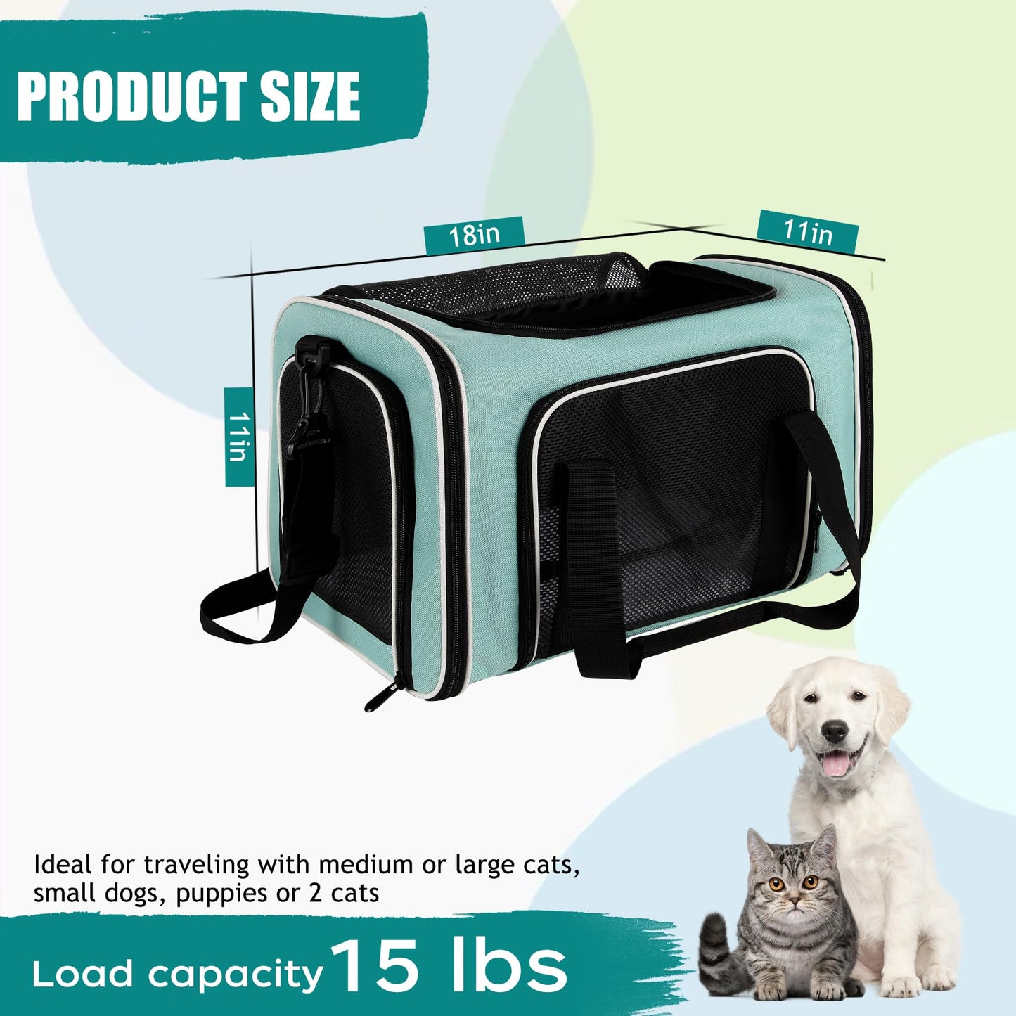 Cat, Dog Carrier for Small Medium Pet Carriers Up to15Lbs, Bag