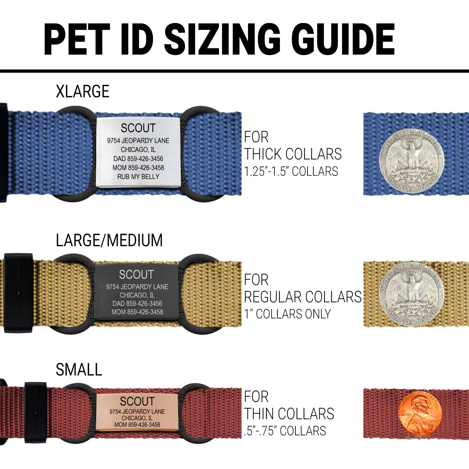 Personalized Dog Tags by ROAD iD, Silent Durable, Jingle-Free Collar
