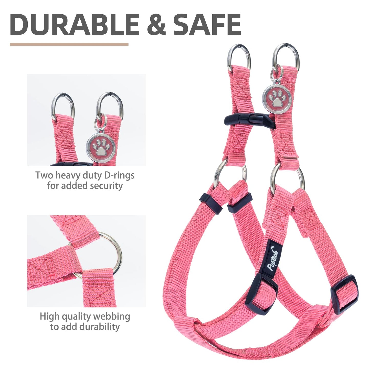 PUPTECK No Pull Dog Harness Soft Adjustable Basic Nylon Step Harness