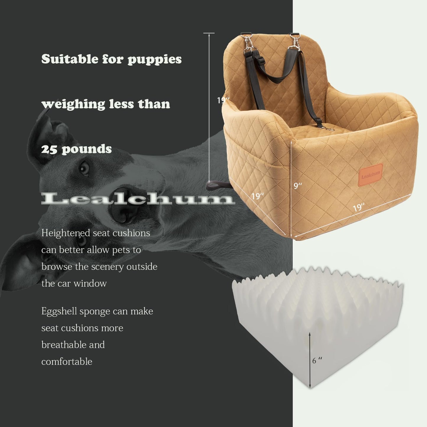 Lealchum Dog Booster Car Seat for Small/Medium Dogs,Ultra Soft Seat
