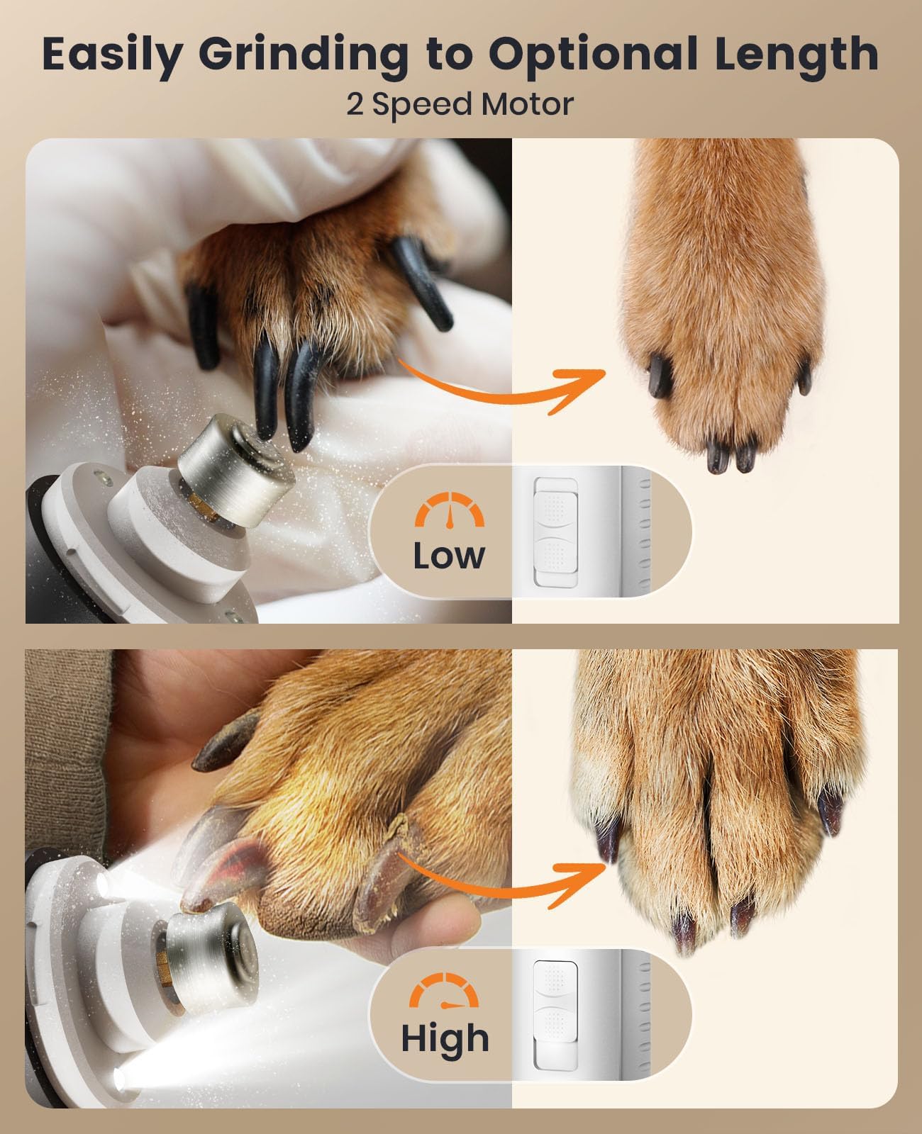 oneisall 1 Quiet Paw Trimmer and Dog Nail Grinder with LED Clipper