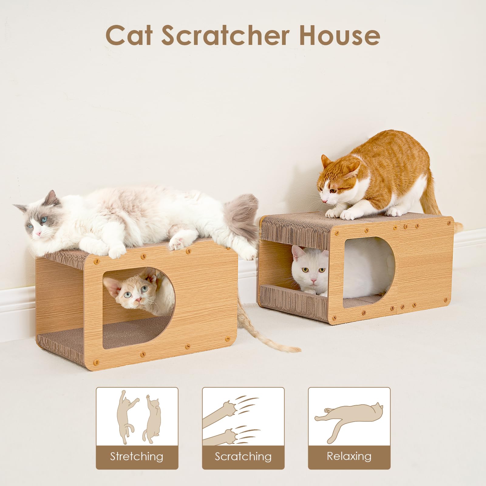 EHEYCIGA Cardboard Cat Scratcher House, 17-Inch Corrugated House