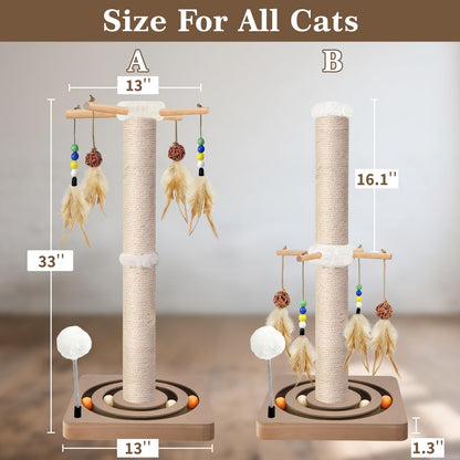 PAROTO Tall Cat Scratching Post, Sisal Cat Tree Tower Scratcher
