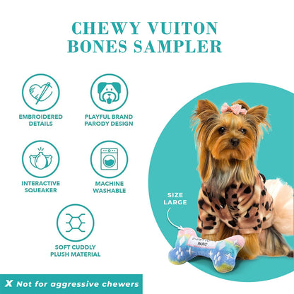 Haute Diggity Dog Chewy Vuiton Bones Plush Squeaky Dog Toys