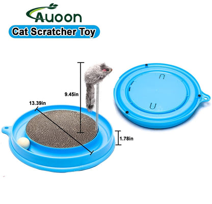 AUOON Cat Scratcher Toy with Ball Track 1 Interactive Cat Toy, Pad