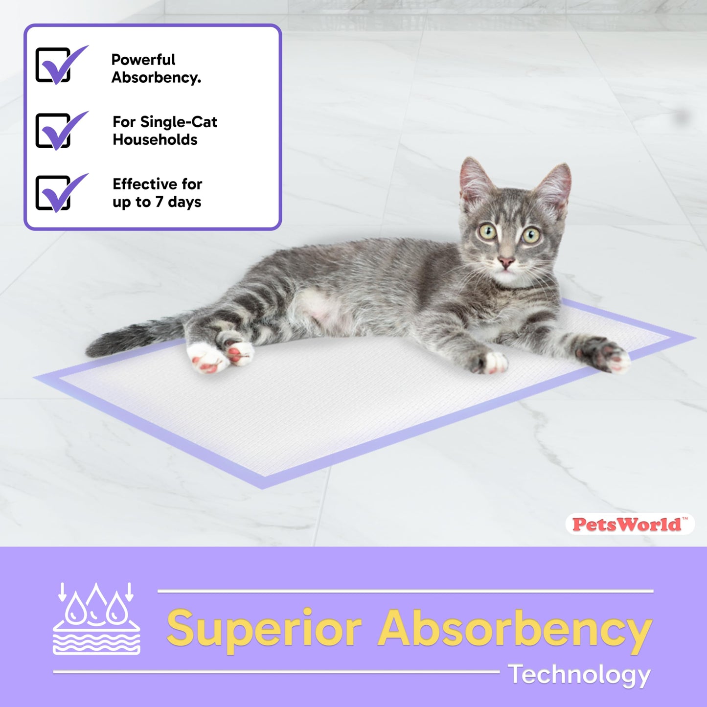 PetsWorld Universal Fit Cat Pad Refills for Litter Box, Unscented Box