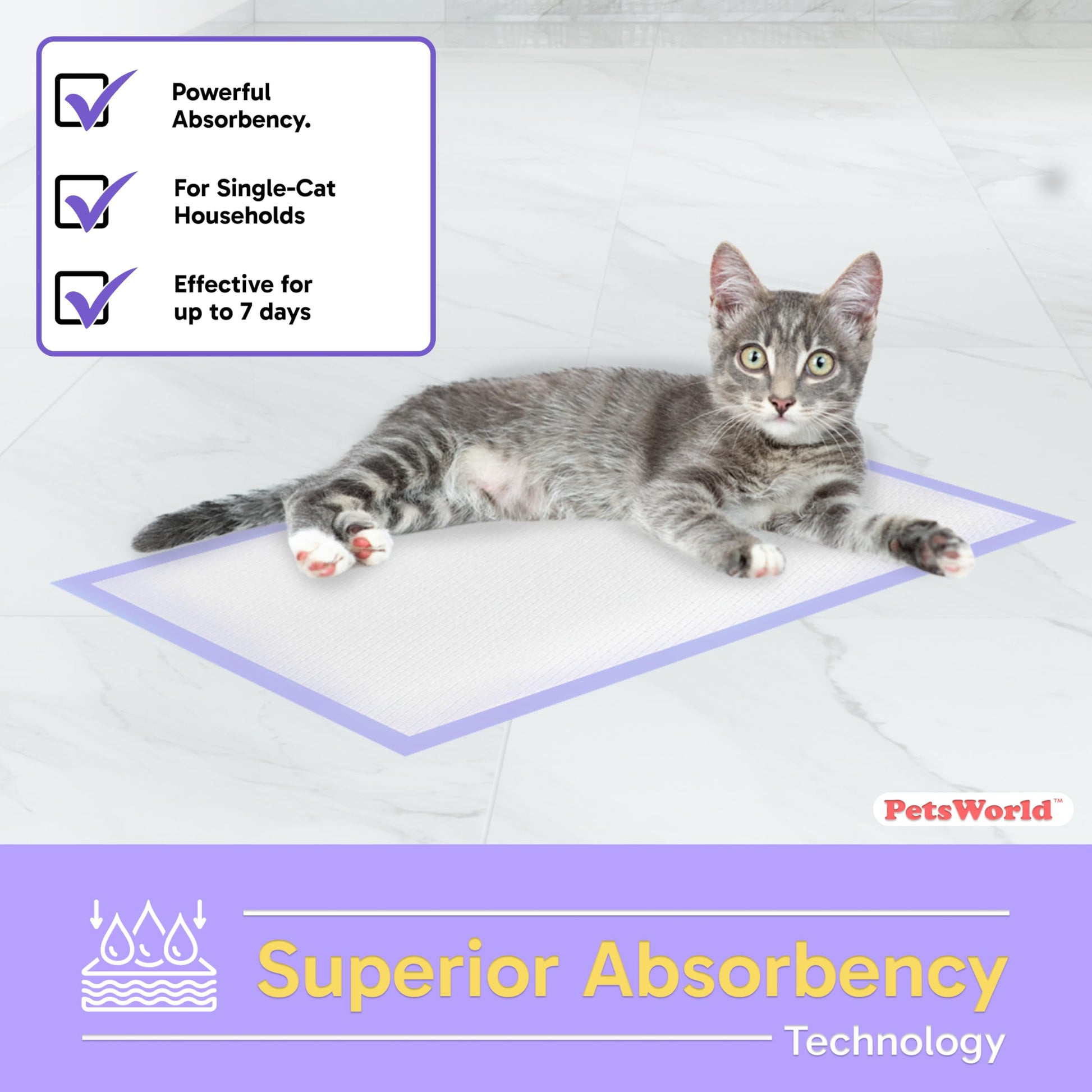 PetsWorld Universal Fit Cat Pad Refills for Litter Box, Unscented Box