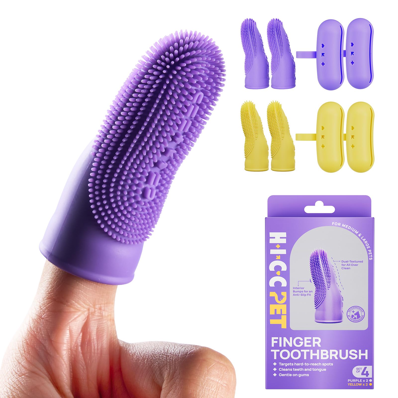 HICC PET Dog Toothbrush, Anti-Slip Dog Tooth Brushing Kit, Dog Kit