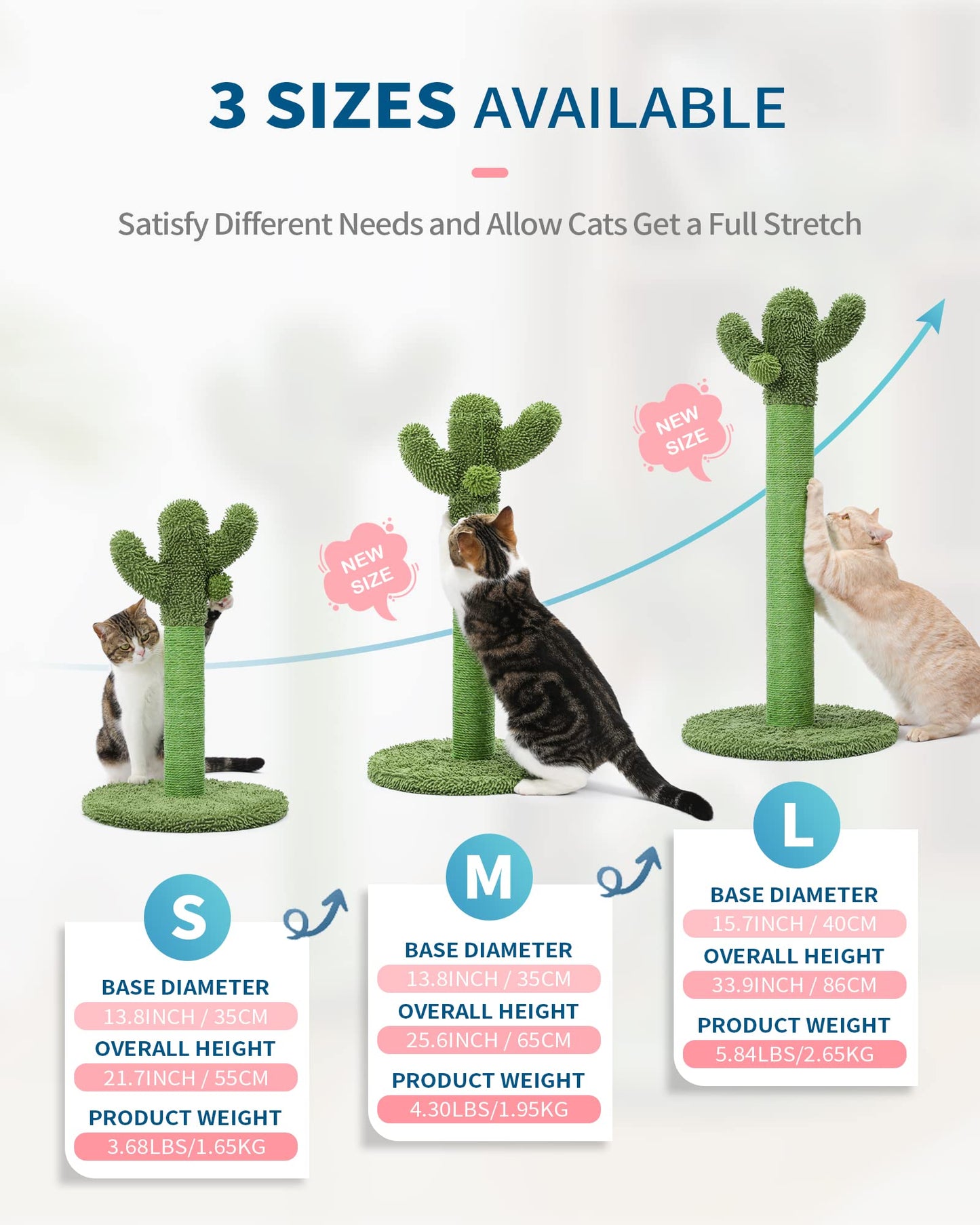 Made4Pets Cat Scratching Post, 21.7" Cactus Cat Scratcher Kitten Tree