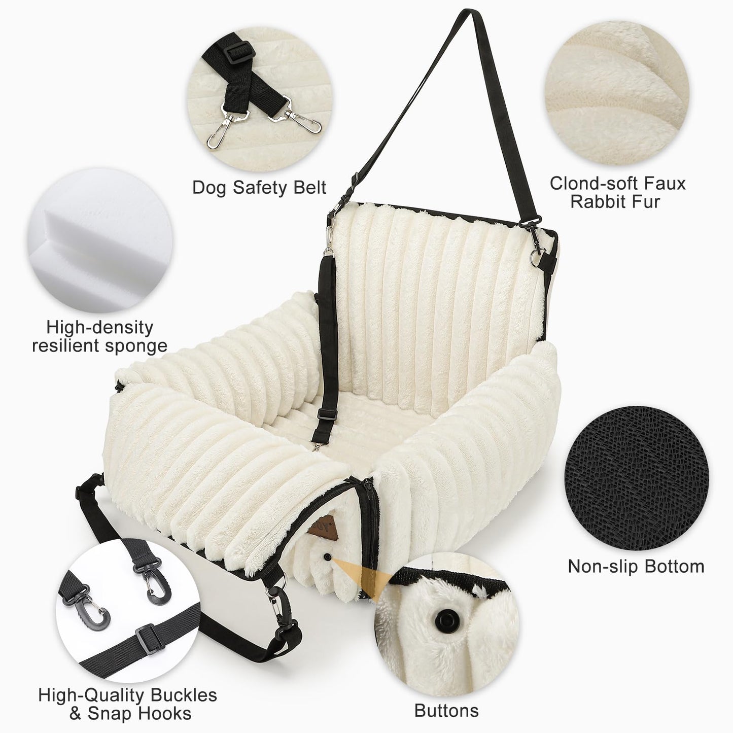 MIXJOY 6-in-1 Dog Car Seat for Small/Medium Dogs up Seat