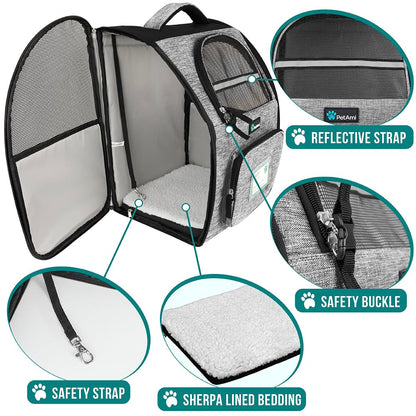 PetAmi Dog Backpack Carrier for Small Large Cat, Pet, Puppy Bag