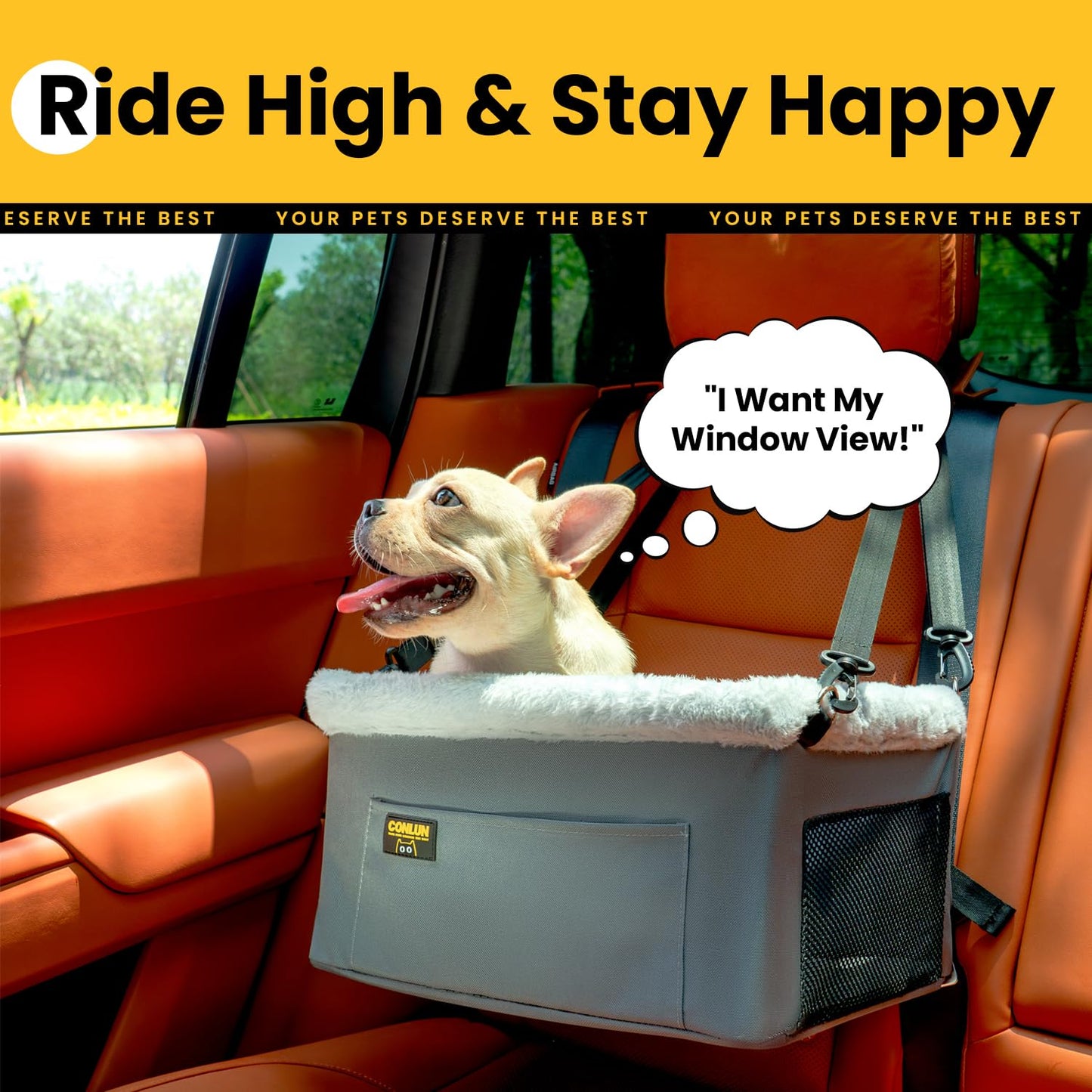 Conlun Dog Car Seat Booster for Small Pet Under Portable Travel Seat