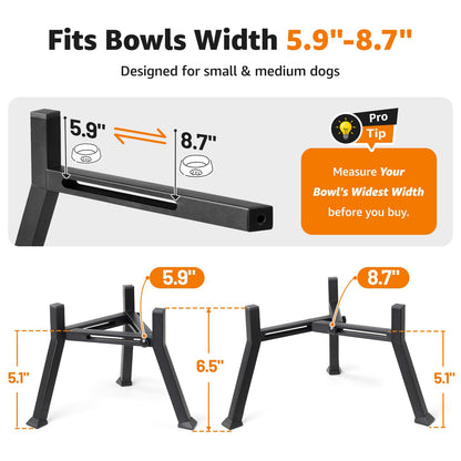 LOOBANI Raised Dog Bowl Stand: Adjustable Width Elevated Dog Bowl