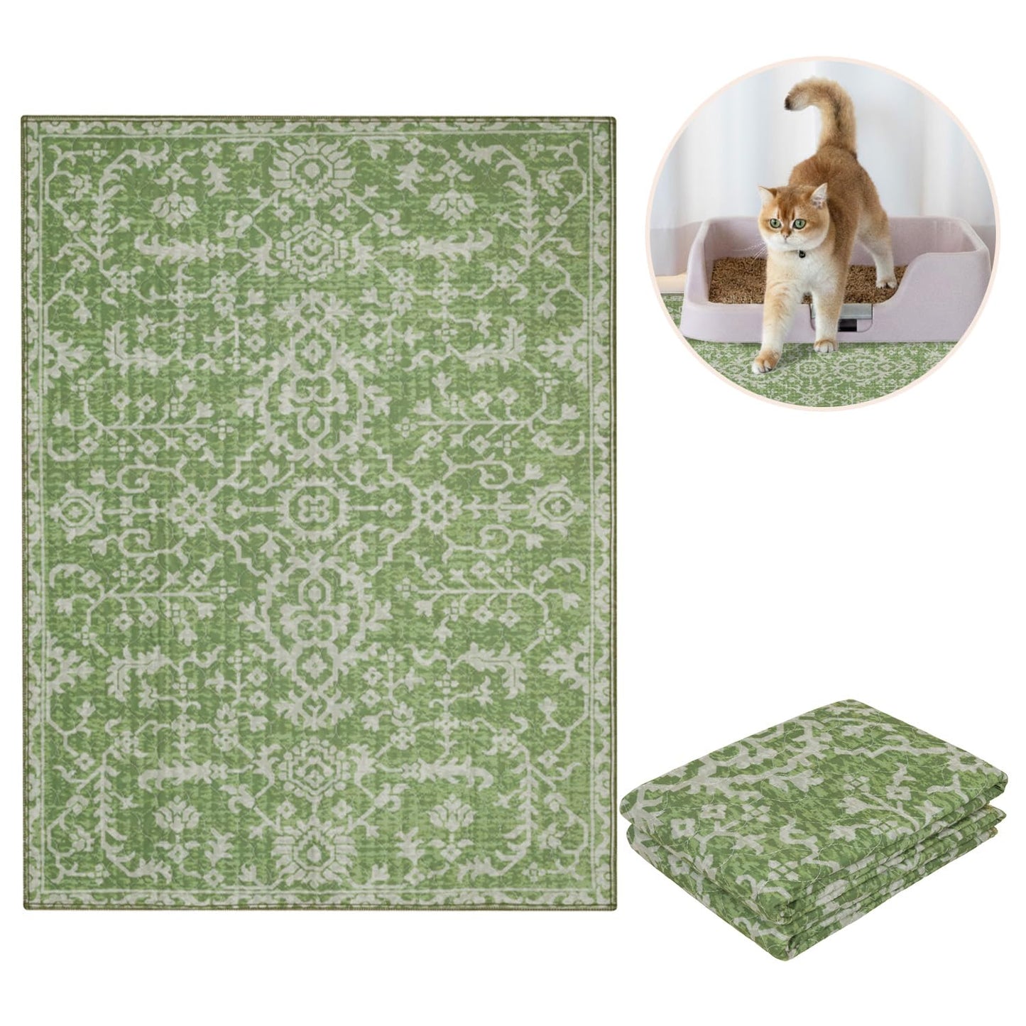 Lovewag Pets Cat Litter Box Mats 2 Pack Large Machine Washable, Box