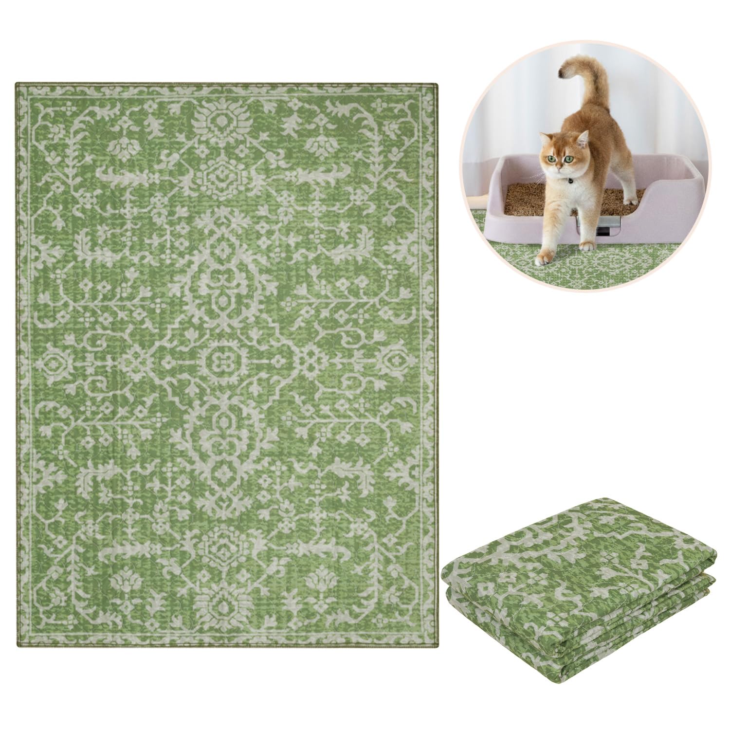 Lovewag Pets Cat Litter Box Mats 2 Pack Large Machine Washable, Box