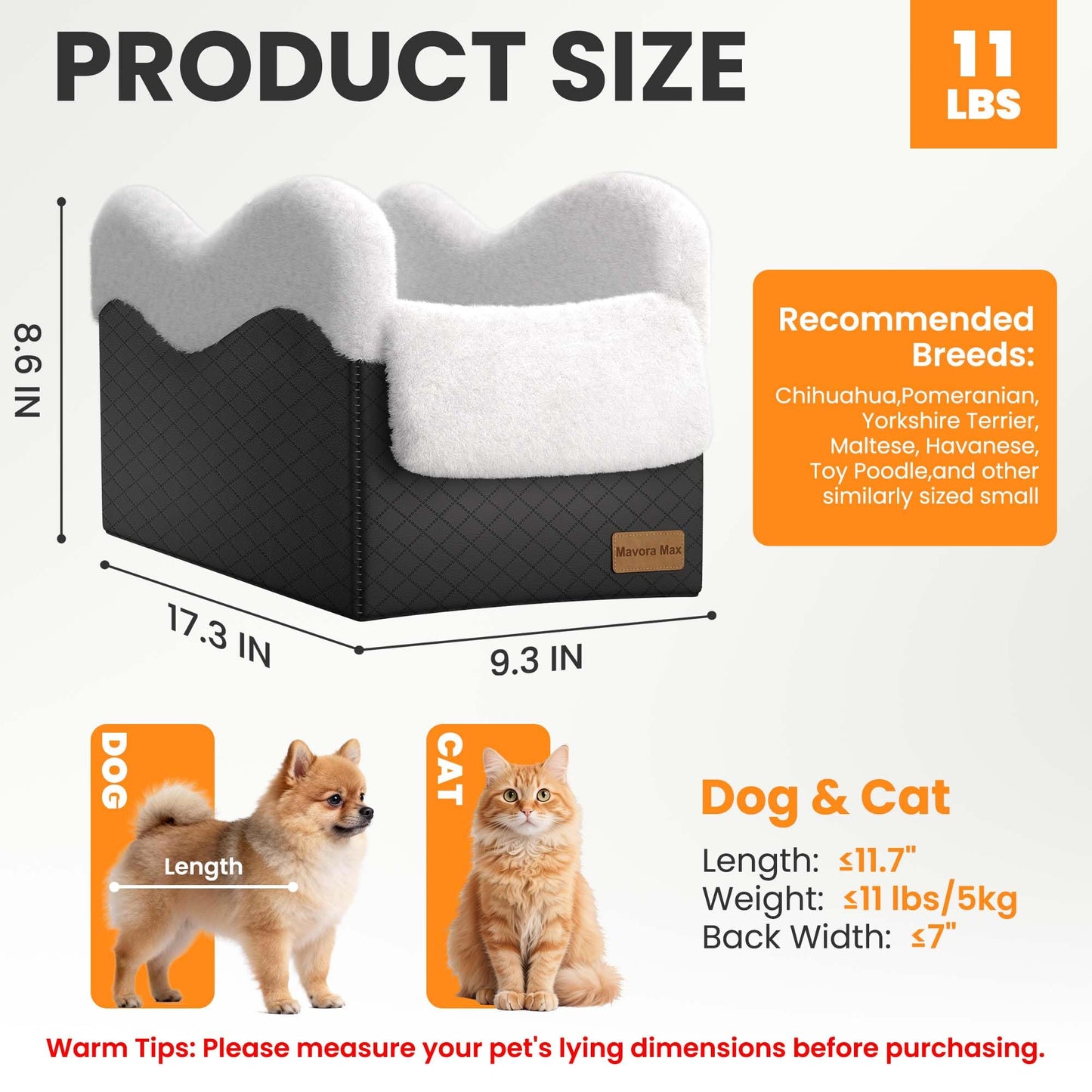 Mavora Max Portable Small Dog Seat for Car, Luxury Center Console Seat