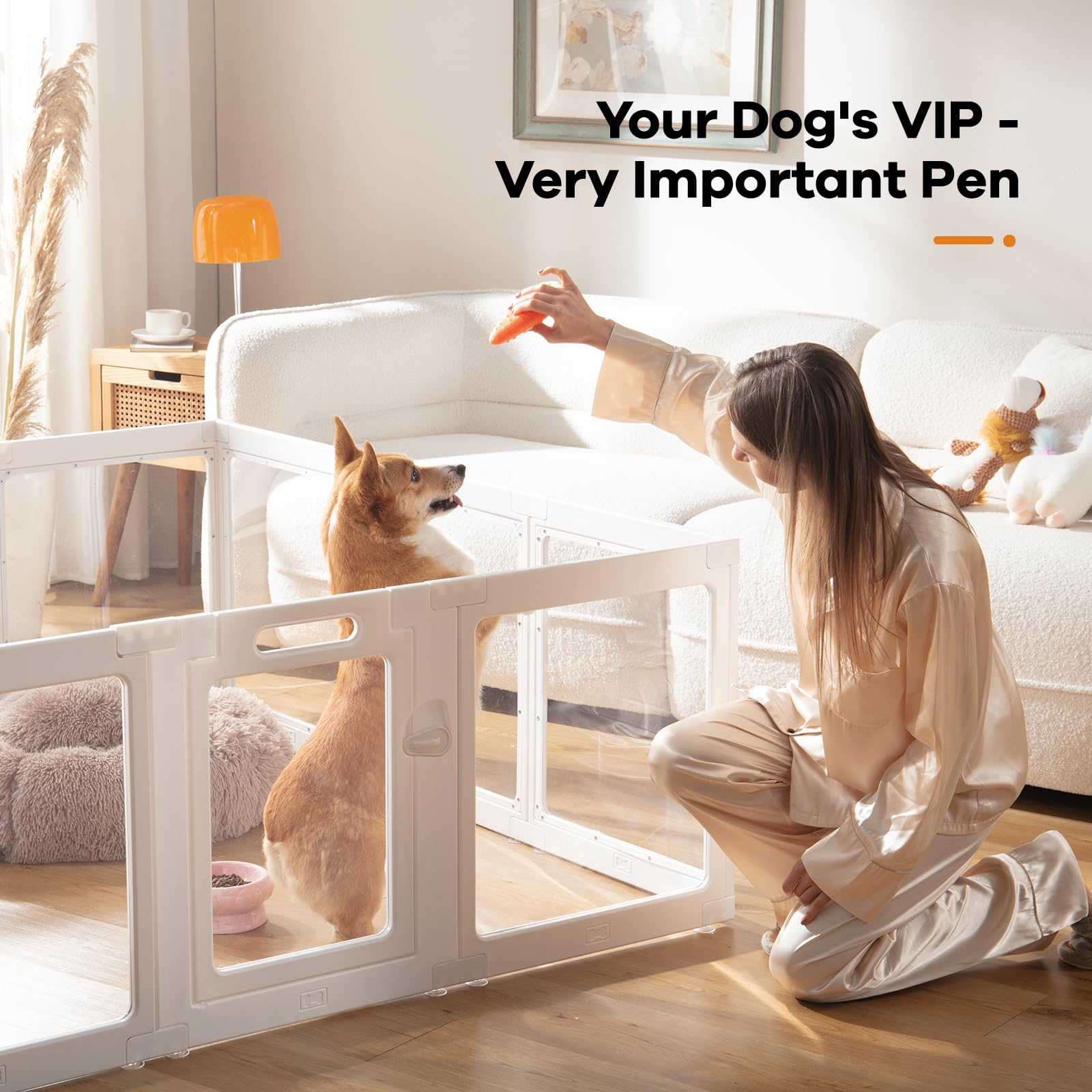 Clear Acrylic Dog Playpen Indoor, Puppy Cat Small Pet Play Pen, Crate