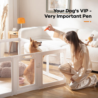Clear Acrylic Dog Playpen Indoor, Puppy Cat Small Pet Play Pen, Crate
