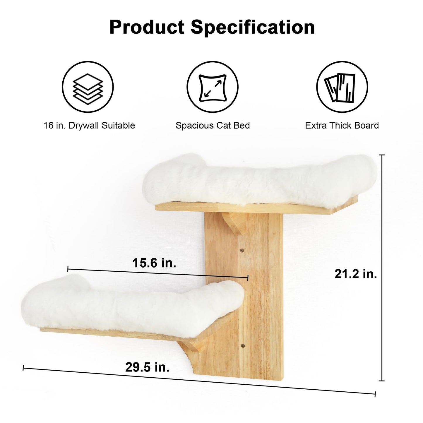 FUKUMARU Cat Wall Shelves, 2 Platform Cats Walls Furniture, Cushion