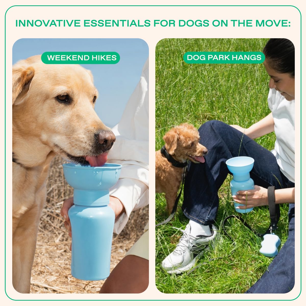 Springer Flip Dog Water Bottle, Portable Drinking Feeder with Bowl