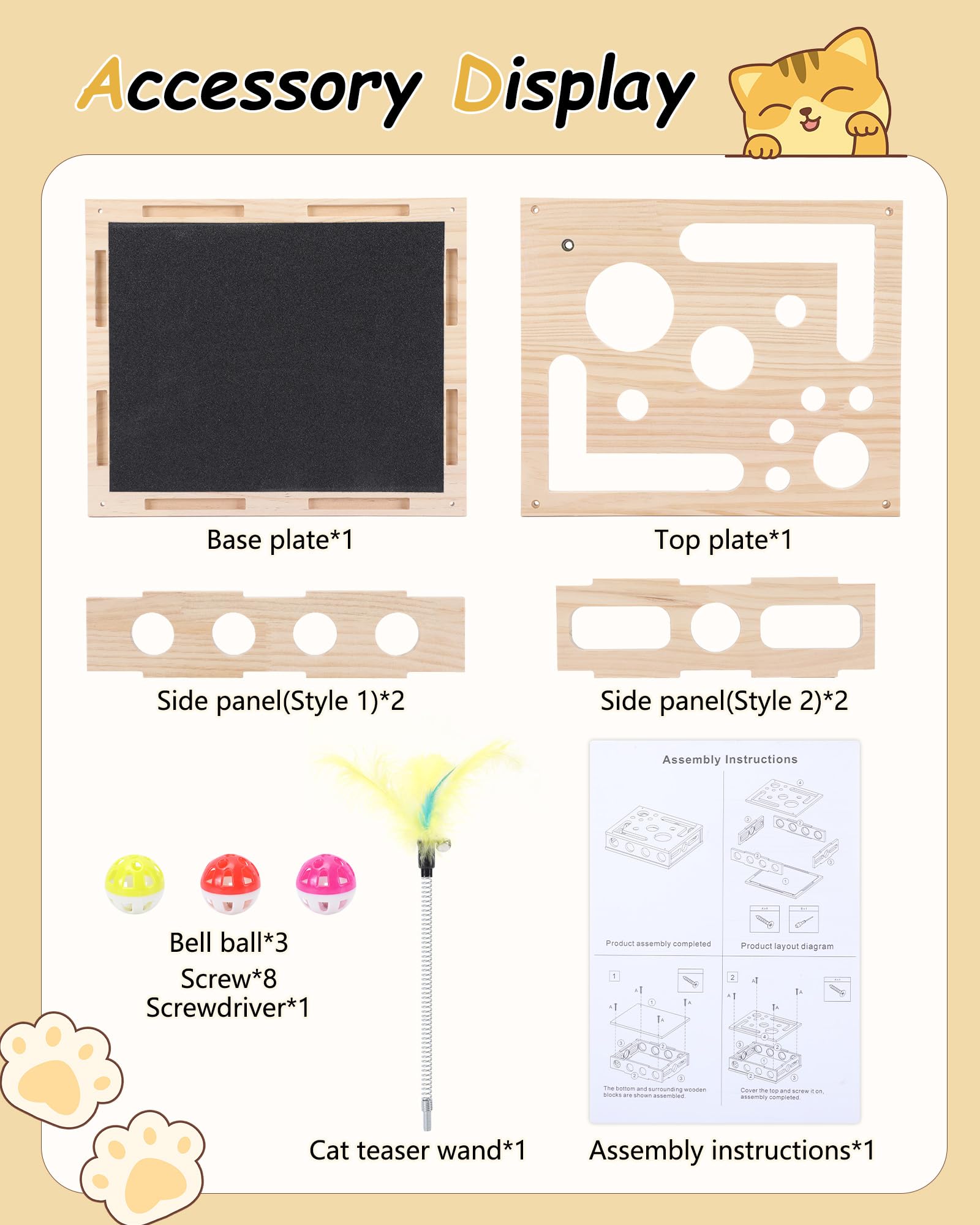 Cat Toys for Indoor Cats Interactive Box Puzzle Toy Nail Scratcher