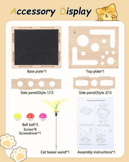 Cat Toys for Indoor Cats Interactive Box Puzzle Toy Nail Scratcher