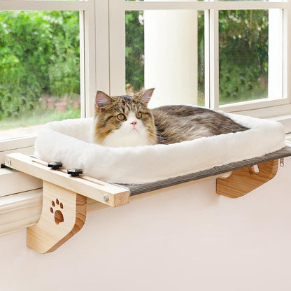 AMOSIJOY Cat Sill Window Perch Sturdy Hammock Window Seat with Cushion