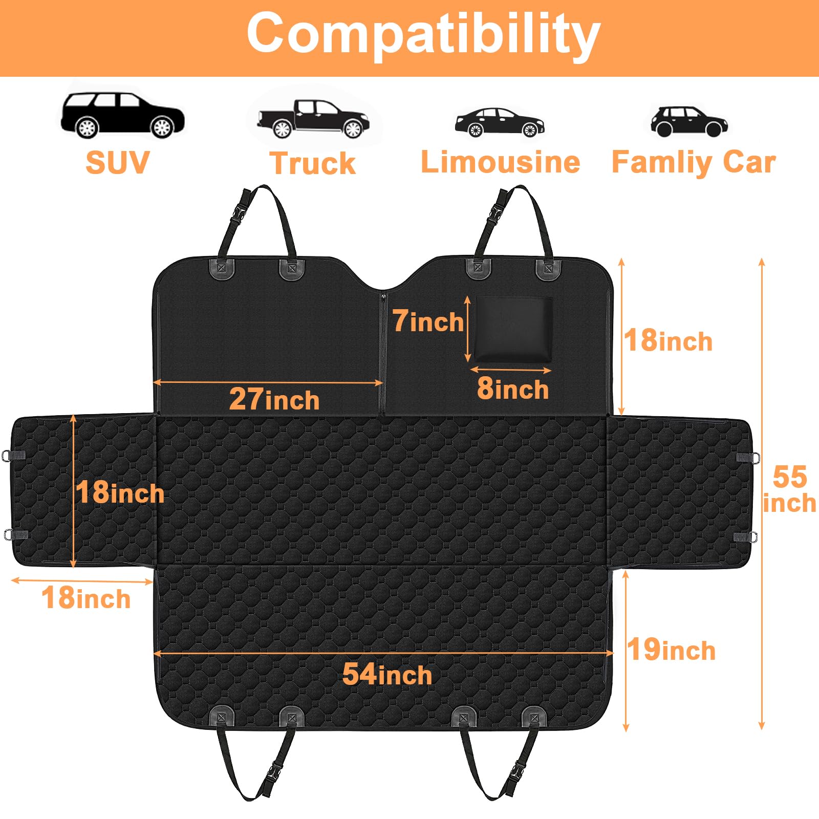 Mancro Dog Hammock for Car, 2026 Upgraded 600D Heavy Duty Seat