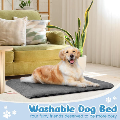 ZENGAOOU Dog Crate Pad Washable Plush Kennel Mat