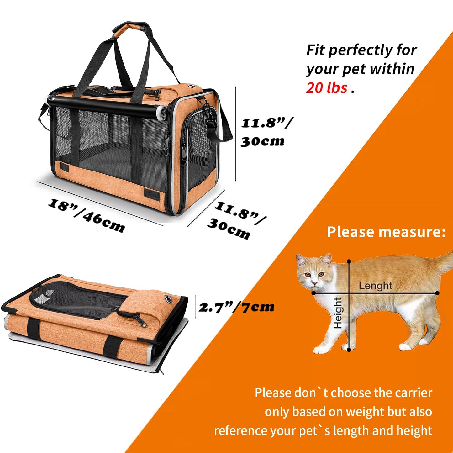 GAPZER Dog Carry Bag for Puppy Pet Soft-Shell Portable Kennel Crate