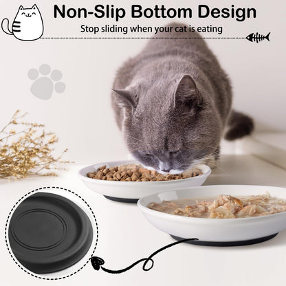 WROSWT Cat Food Bowl,Healthy Ceramic Cat Bowls for Indoor Cats,Anti