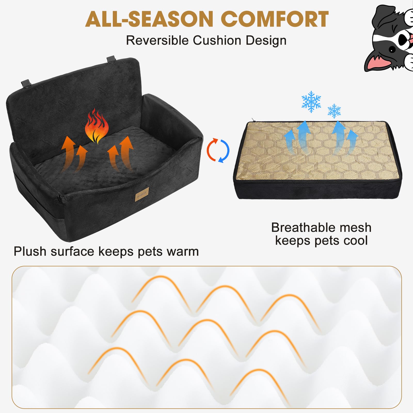 JOEJOY Dog Car Seat for Large Medium Sized Dogs Under Dog Booster Seat