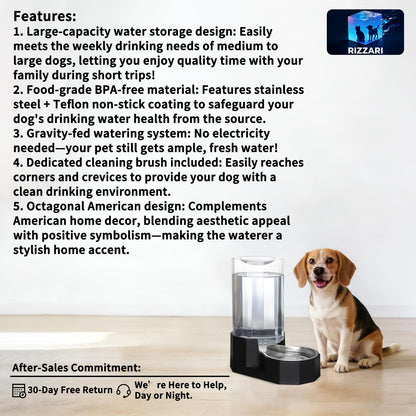 Sfozstra Large Dog Water Dispenser: Large Capacity Gravity Water Bowl