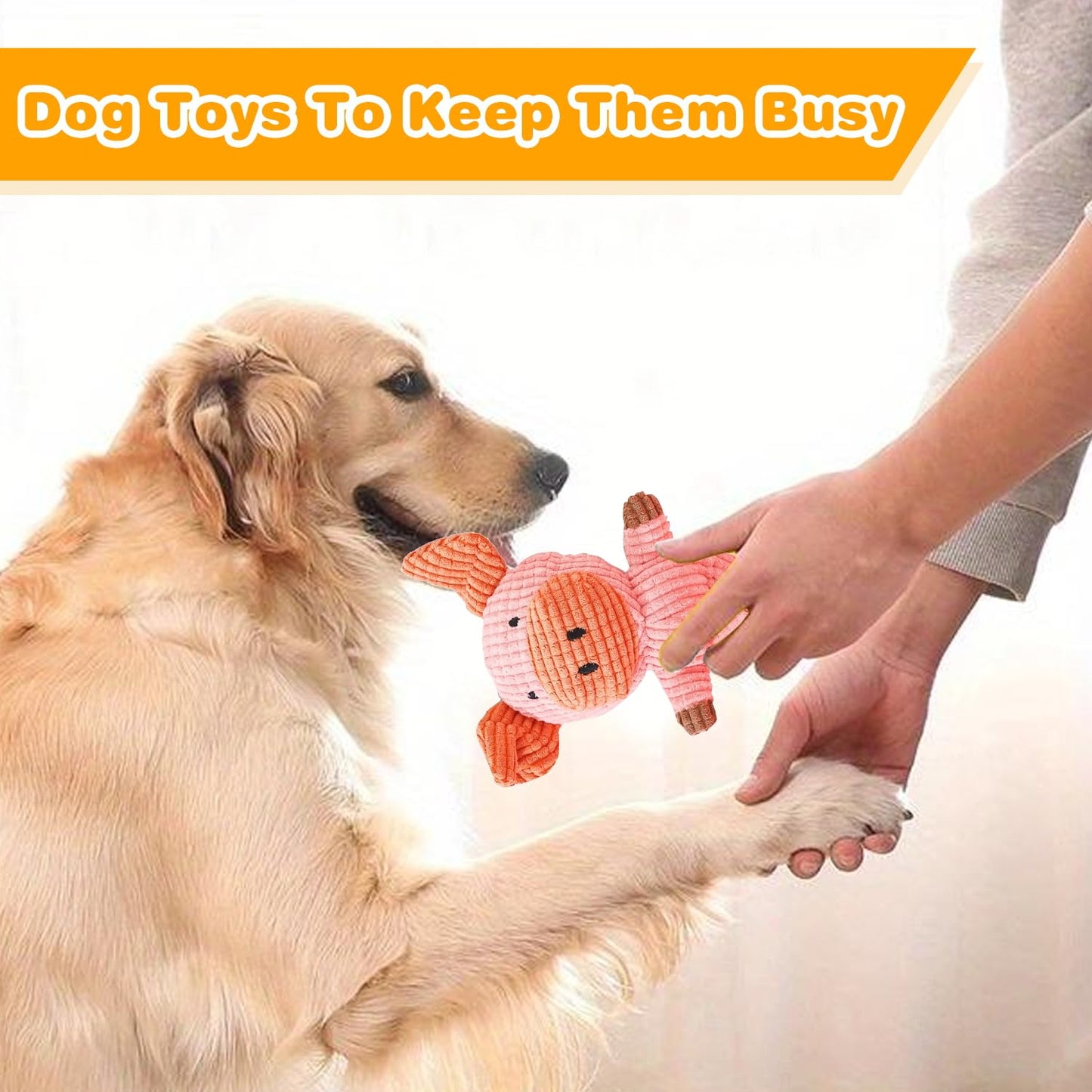 MRSOHRET 5 Pack Squeaky Dog Toys, Tough Stuffed Plush Puppy Tough Chew