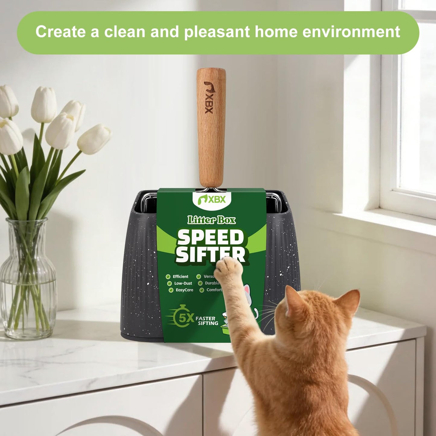 XBX Cat Litter Scoop with Holder, Heavy Duty Litter Sifter, Box