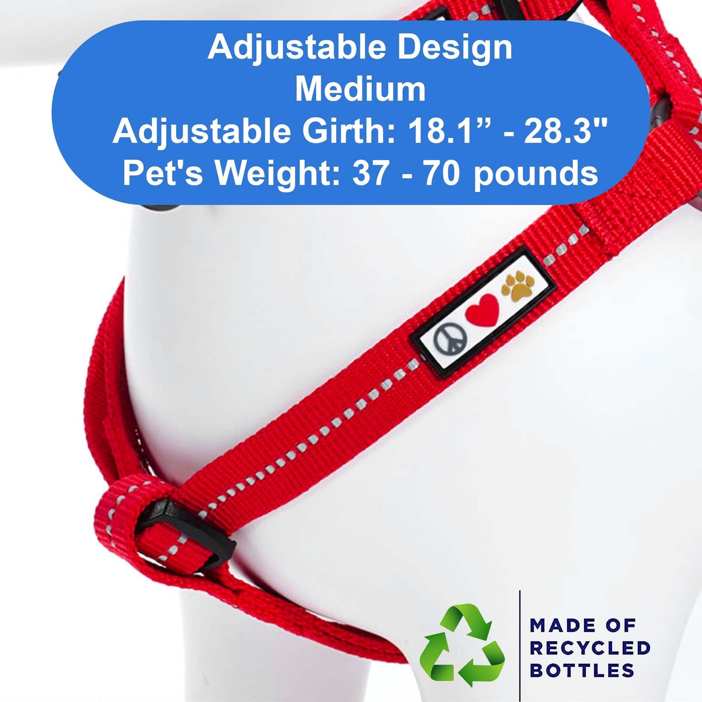 Pawtitas Recycled Reflective Step-in Dog Harness Adjustable Harness