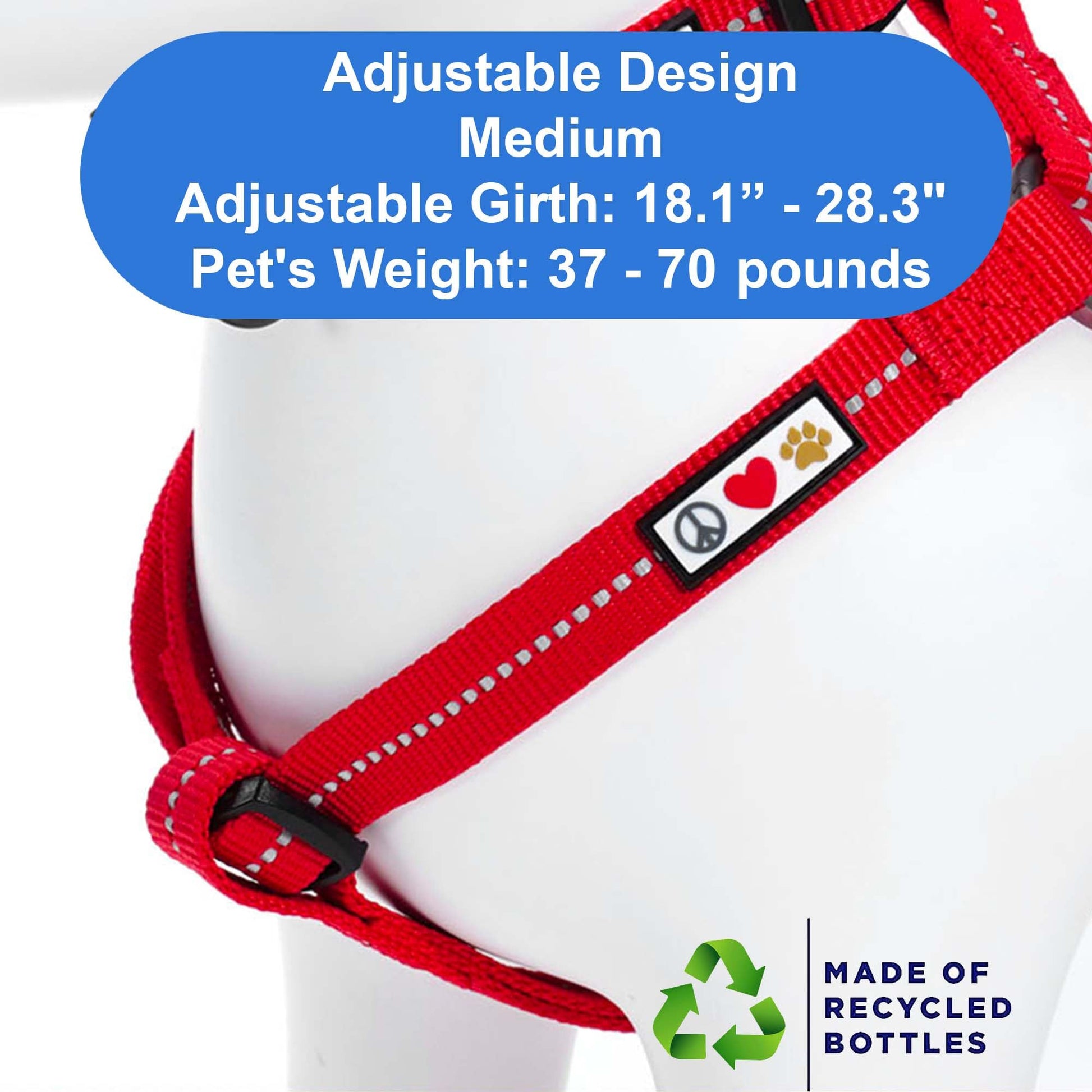 Pawtitas Recycled Reflective Step-in Dog Harness Adjustable Harness