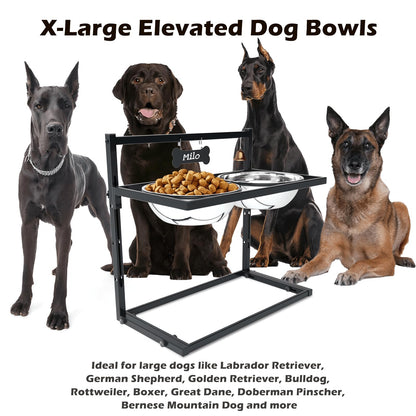 SHAINFUN Elevated Dog Feeder for Large Breeds, Adjustable Height Bowl