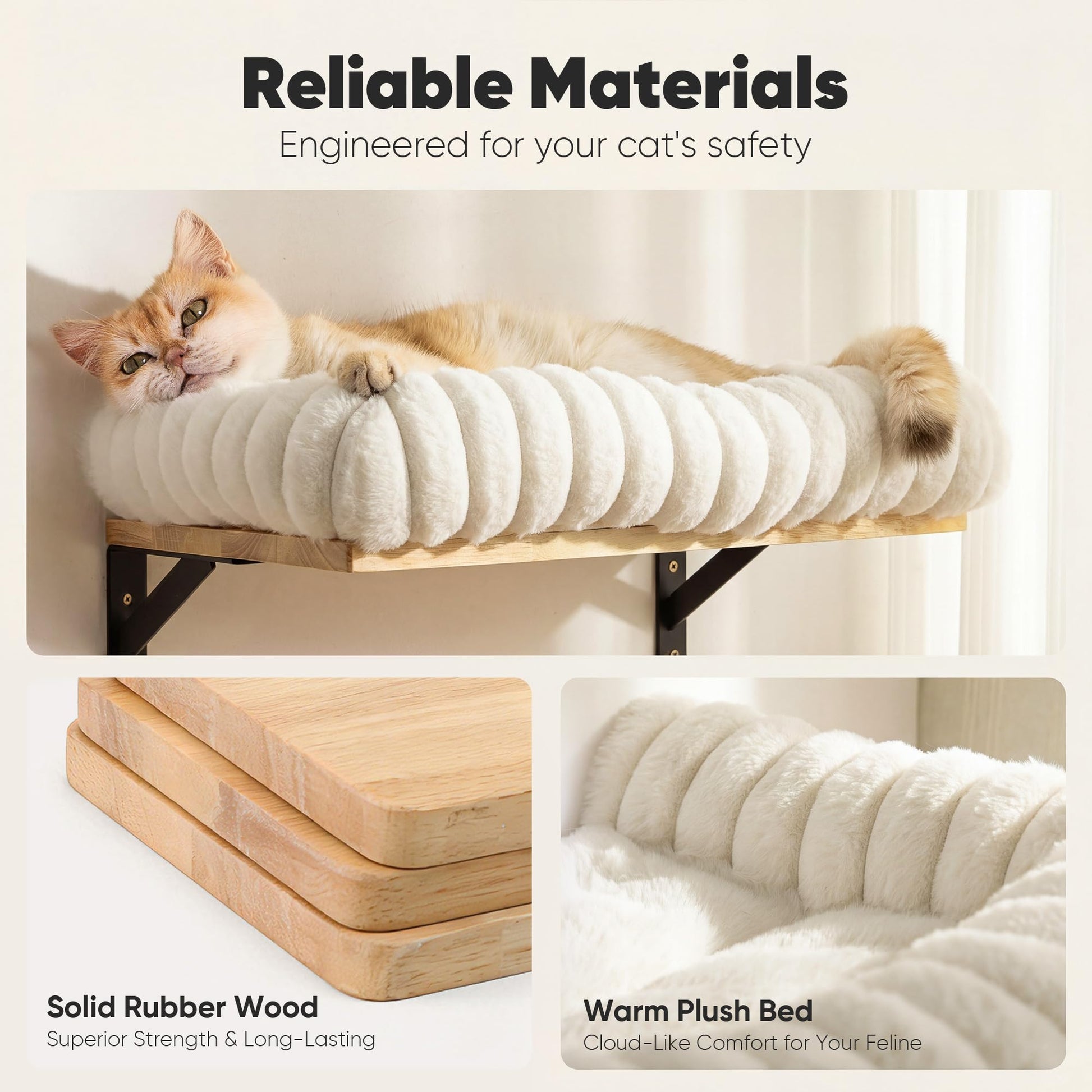 FUKUMARU Cat Wall Shelves, Cat Walls Furniture with Soft Bed, Bed