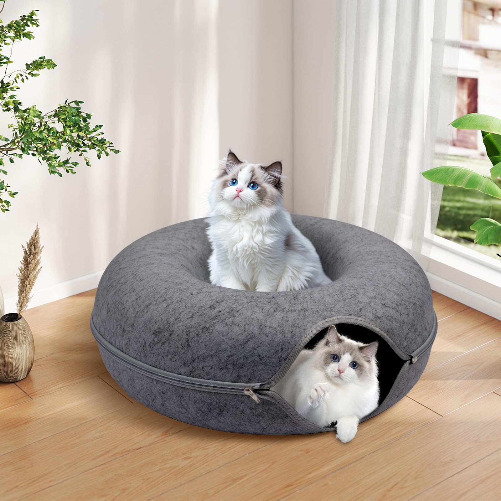 Cat Caves for Indoor Cats, Large Cat Tunnel for Multiple Bed