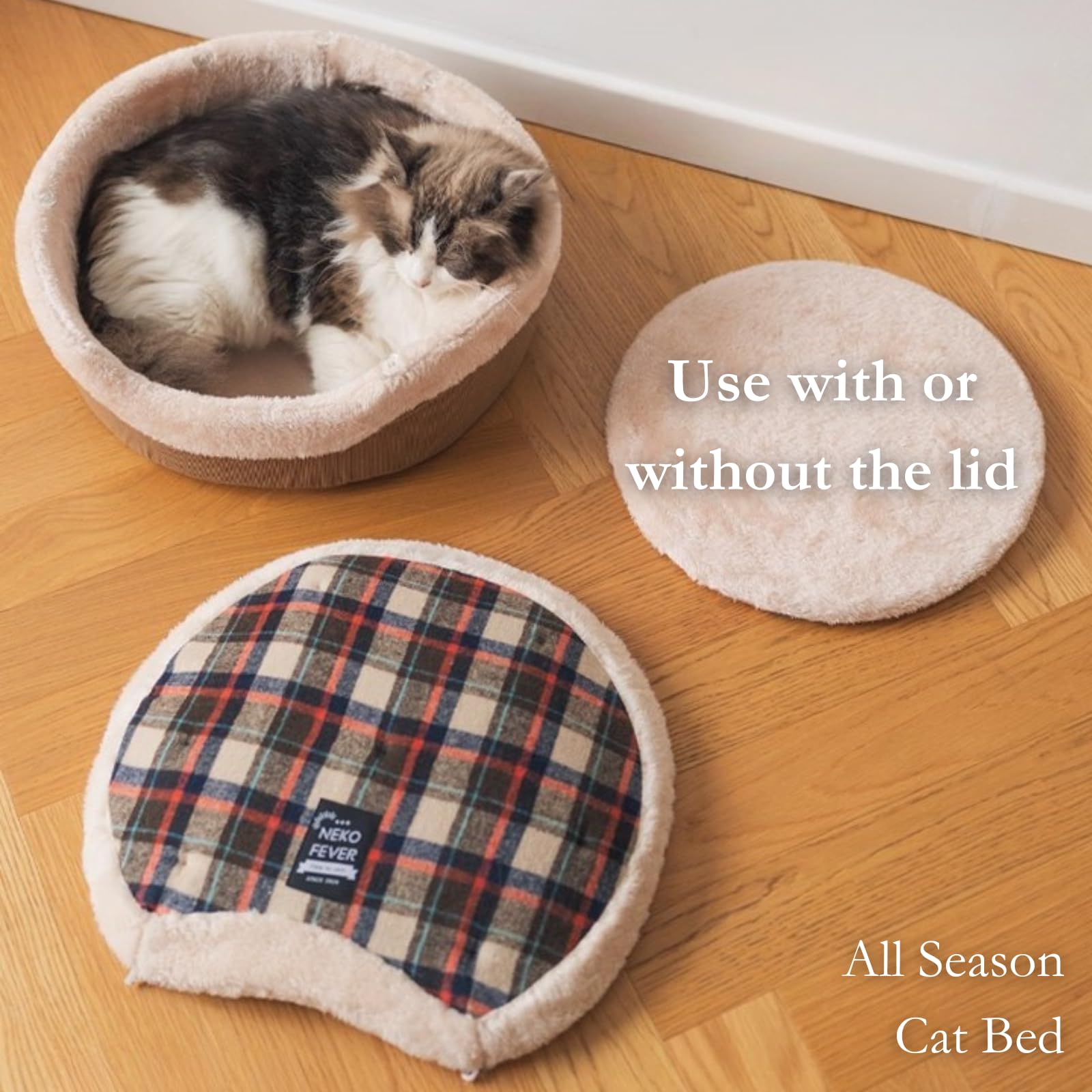 Cat Cave Bed Enclosed Self Warming Hideaway with Detachable Lid Mat