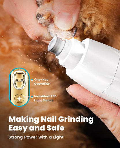 oneisall Quiet Dog Grooming Kit 1, LED Dog Nail Grinder, Trimmer